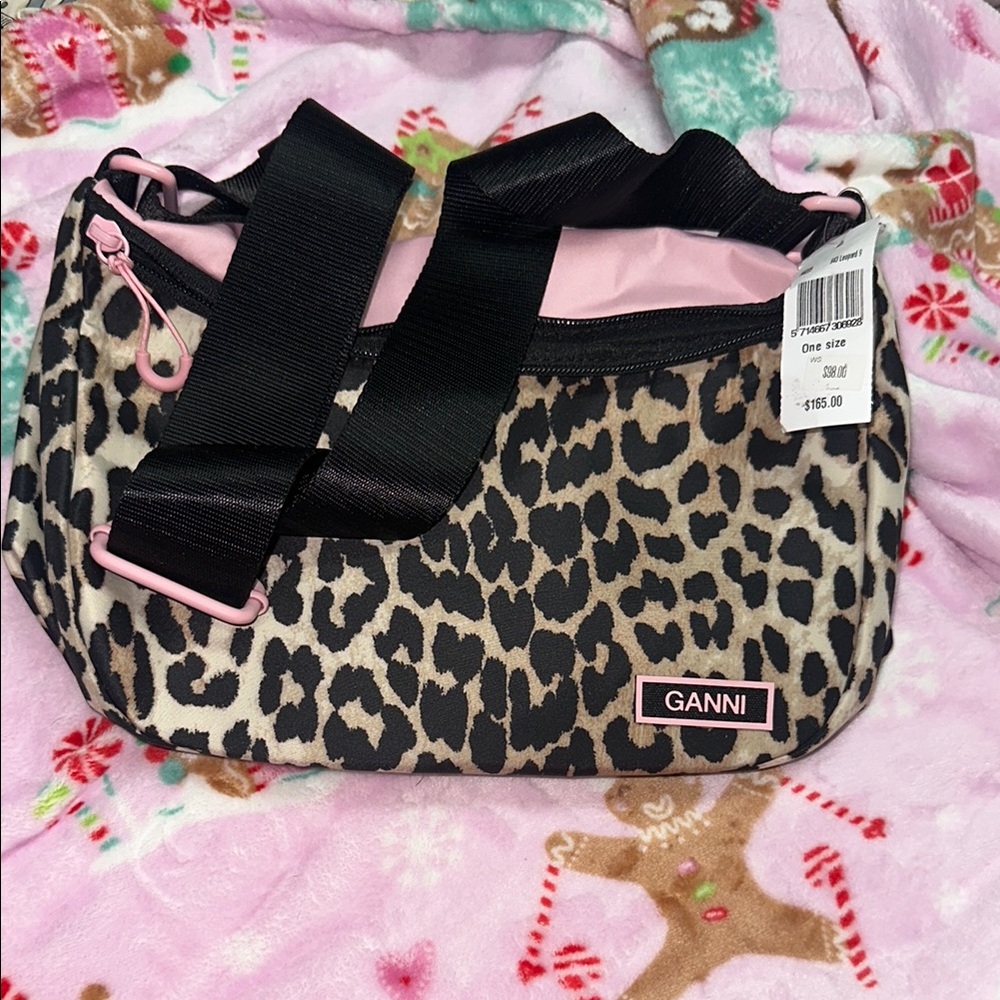 Ganni Pink and Black Crossbody Bag with Bold Design
